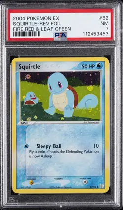 2004 POKEMON EX FIRE RED & LEAF GREEN #82 SQUIRTLE-REVERSE FOIL PSA 7 - Image 1