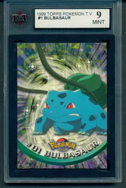 1999 Topps Pokemon TV # 1 Bulbasaur Ksa 9 mint blue Topps logo - Image 1