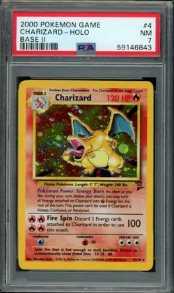 Charizard Pokemon 2000 Holo Base Set 2 II English 4/130 PSA 7 - Image 1