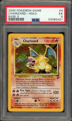 SWIRL Charizard Pokemon 2000 Holo Base Set 2 II English 4/130 PSA 5 - Image 1