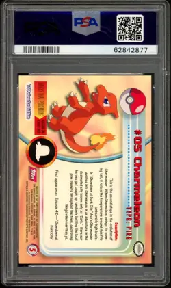 Charmeleon Pokemon 1999 Topps Pokemon T.V. #5 PSA 10 Red Label - Image 2