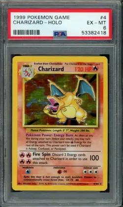 Charizard Pokemon 1999 Holo Base Set Unlimited English 4/102 PSA 6 - Image 1