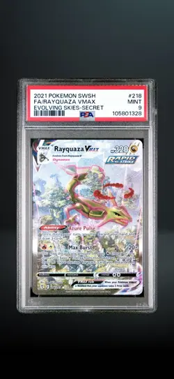 Pokemon Rayquaza VMAX Alternate Art Secret Rare Holo Evolving Skies 218/203 PSA - Image 1
