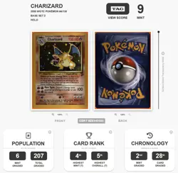 TAG 9 Charizard 4/130 Base Set 2 Rare Holo Pokemon Card WOTC 2000 PSA - Mint - Image 5