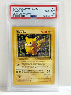 1999 Pokemon League Promo Pikachu #1 – PSA 8 NM-MT – Vintage Black Star Promo - Image 1