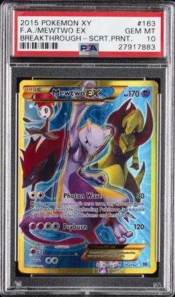 2015 POKEMON XY BREAKTHROUGH SECRET #163 FULL ART/MEWTWO EX PSA 10 - Image 1