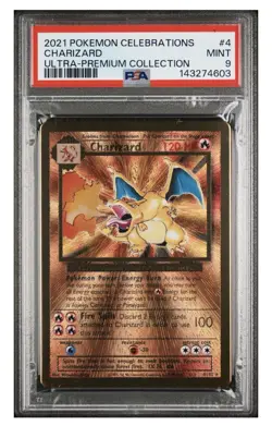 2021 Pokemon Celebrations Charizard Ultra Premium Collection Gold Metal #4 PSA 9 - Image 1