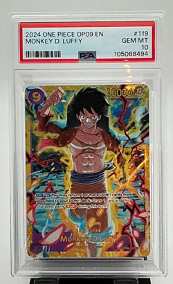 OP09 119 One Piece TCG CCG Monkey D Luffy Secret Rare 2024 PSA 10 EMPERORS - Image 1