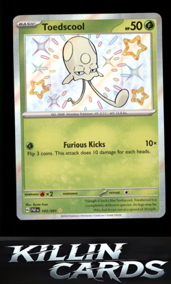 Toedscool - 105/091 105/091 Pokemon Shiny Rare SV: Paldean Fates Card NM - Image 1