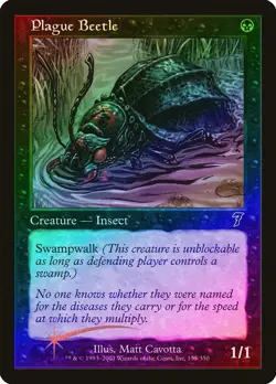 Plague Beetle FOIL 7th Edition HEAVILY PLD Black Common MAGIC MTG CARD ABUGames - Image 1