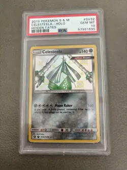 2019 pokemon Sun Moon Celesteela Holo SV32 Hidden Fates PSA 10 Gem Mt - Image 1