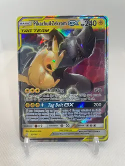 Pikachu & Zekrom GX Pokemon Sun & Moon Team Up Holo ~Card #33/181 ~~Ultra Rare - Image 1