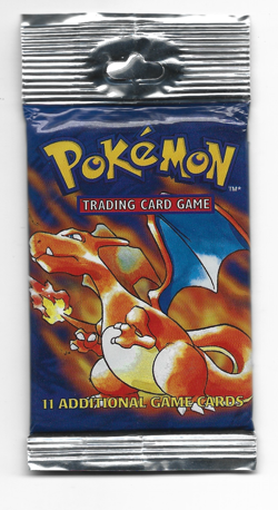 1999 Pokemon Base Set Unlimited Long Crimp Charizard Booster Pack LIGHT, SEALED - Image 1