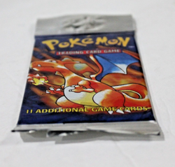 1999 Pokemon Base Set Unlimited Long Crimp Charizard Booster Pack LIGHT, SEALED - Image 3