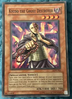 1996 Yu-Gi-Oh! Kycoo The Ghost Destroyer Holo Card LON-062 Lightly Played - Image 1