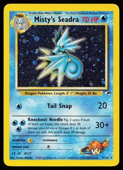 Misty's Seadra 9/132 Holo Rare Gym Heroes Pokemon Card - Image 1