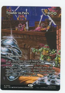 Magic MTG Teenage Mutant Ninja Turtles TMNT Borderless #3 Trouble in Pairs - Image 1