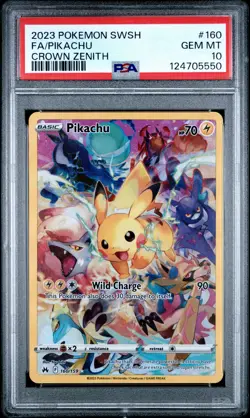 2023 POKEMON SWORD AND SHIELD CROWN ZENITH #160 FA/PIKACHU PSA 10 - Image 1