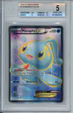 BGS 5 - 2016 Pokemon XY Breakpoint Manaphy EX Full Art #116 - Image 1