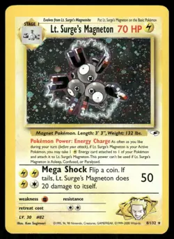 Pokemon Tcg Lt. Surge's Magneton #8 Pokemon Gym Heroes LP - Image 1