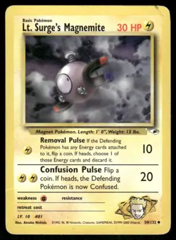 Pokemon Tcg Lt. Surge's Magnemite #50 Pokemon Gym Heroes MP - Image 1