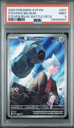 PSA 9 MINT Steven's Beldum 207 Pokemon TCG Svp En-Sv Black Star Promo - Image 1
