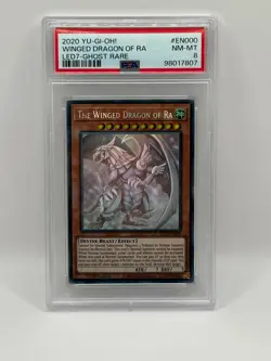 Yu-Gi-Oh! The Winged Dragon of Ra 1st Edition Ghost Rare LED7-EN000 PSA 8 NM-MT - Image 1