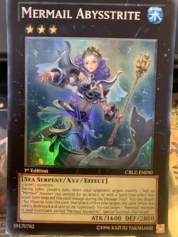 YuGiOh Mermail Abysstrite Super Rare CBLZ-EN050 - Image 1