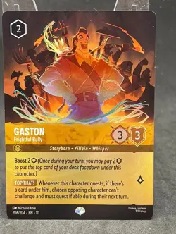 Disney Lorcana Whispers In The Well Epic Gaston Frightful Bully 206/204 - Image 1