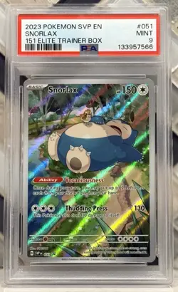 Snorlax 051 151 Elite Trainer Box Promo PSA 9 Mint. Scarlet & Violet Promo Cards - Image 1