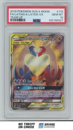 2019 Pokemon Sun & Moon - Team Up Latias & Latios-GX PSA 10 #170/181 - Image 1