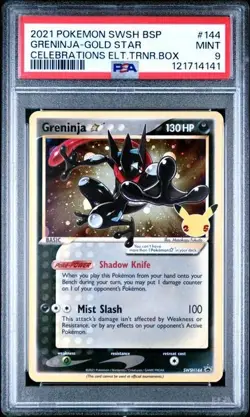 POKEMON 2021 CELEBRATIONS ETB PROMO GRENINJA GOLD STAR 144 PSA 9 - Image 1