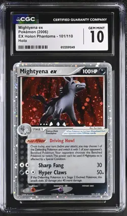 CGC 10 GEM MINT Mightyena ex EX Holon Phantoms 101/110 Holo SWIRL Pokemon Card - Image 1