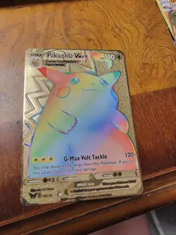 2020 Pikachu Vmax Rainbow Gold Metal Card 188/185 Vivid Voltage Prices Rare Card - Image 1
