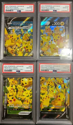 2021 POKEMON JAPANESE 25TH ANN. PIKACHU V-UNION FULL SET PSA 10 SEQUENTIAL CERTS - Image 1