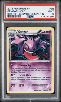 2015 POKEMON XY BREAKTHROUGH COSMOS-CHAMPIONS TIN #60 GENGAR-HOLO PSA 9 - Image 1
