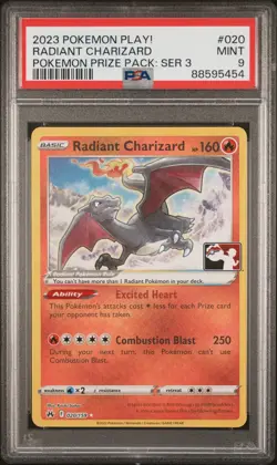 2023 POKEMON PLAY! POKEMON PRIZE PACK: SERIES 3 #020 RADIANT CHARIZARD PSA 9 - Image 1