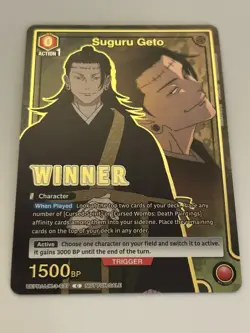Union Arena Suguru Geto Alternate Art Winner Foil Card UEPR/JJK-3-037 English - Image 1