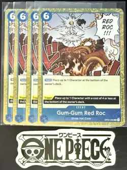 4x One Piece OP04-056 R Gum-Gum Red Roc- ENG - Rare - Flag Foil - Play Set -NM/M - Image 1