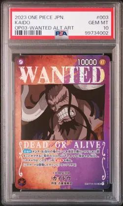 WANTED Alt Art Kaido One Piece 2023 OP03 Pillars/Strength SP Japanese 003 PSA 10 - Image 1