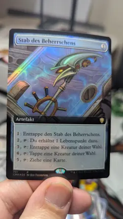 1x Staff Of Domination FOIL EXTENDED GERMAN AM - CMR Commander Magic EDH x1 - Image 1