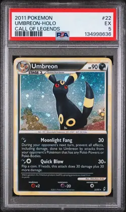 2011 POKEMON CALL OF LEGENDS #22 UMBREON-HOLO PSA 5 - Image 1
