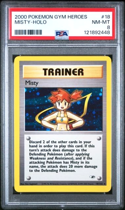 2000 Pokemon Gym Heroes #18 MISTY HOLO 18/132 RARE Trainer Card PSA 8 - Image 1