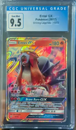 Entei GX 10/73 Shining Legends Holo Pokemon Blue Label CGC 9.5 GEM MINT - Image 1