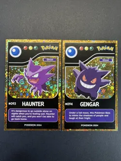 2024 POKEMON POKEDEX BLACK Card #093 HAUNTER & GENGAR #094 * GOLD HOLOS BOX HIT* - Image 1