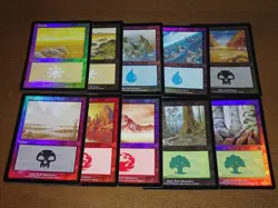 FOIL Lands lot Mercadian Masques English x10 mtg SP,MP [FC] A - Image 1
