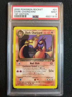 2000 Pokemon Team Rocket 1st Edition Dark Charizard Non-Holo #21 PSA 9 - Image 1