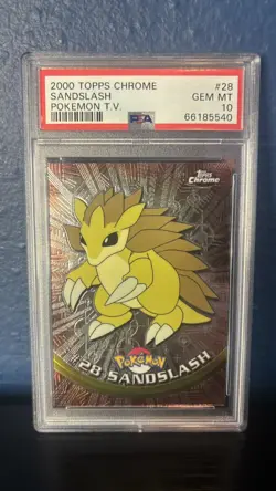 PSA 10 SANDSLASH #28 POKEMON T.V. TOPPS CHROME ENGLISH 2000! - Image 1