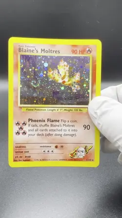 Pokemon TCG - Blaine's Moltres 1/132 Unlimited Holo - Gym Heroes With Swirl 🌀 - Image 2