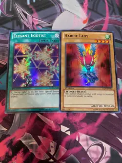 YUGIOH - HARPIE LADY + ELEGANT EGOTIST - LCJW - 1ST ED - SUPER RARE - NM/LP - Image 1